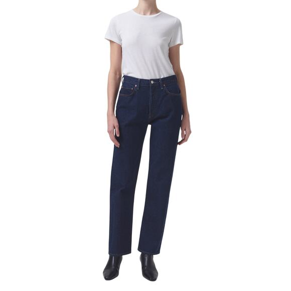 Agolde '90'S' Blue Cotton Pinch Waist High Rise Straight Jean Size 29 - Picture 1 of 5